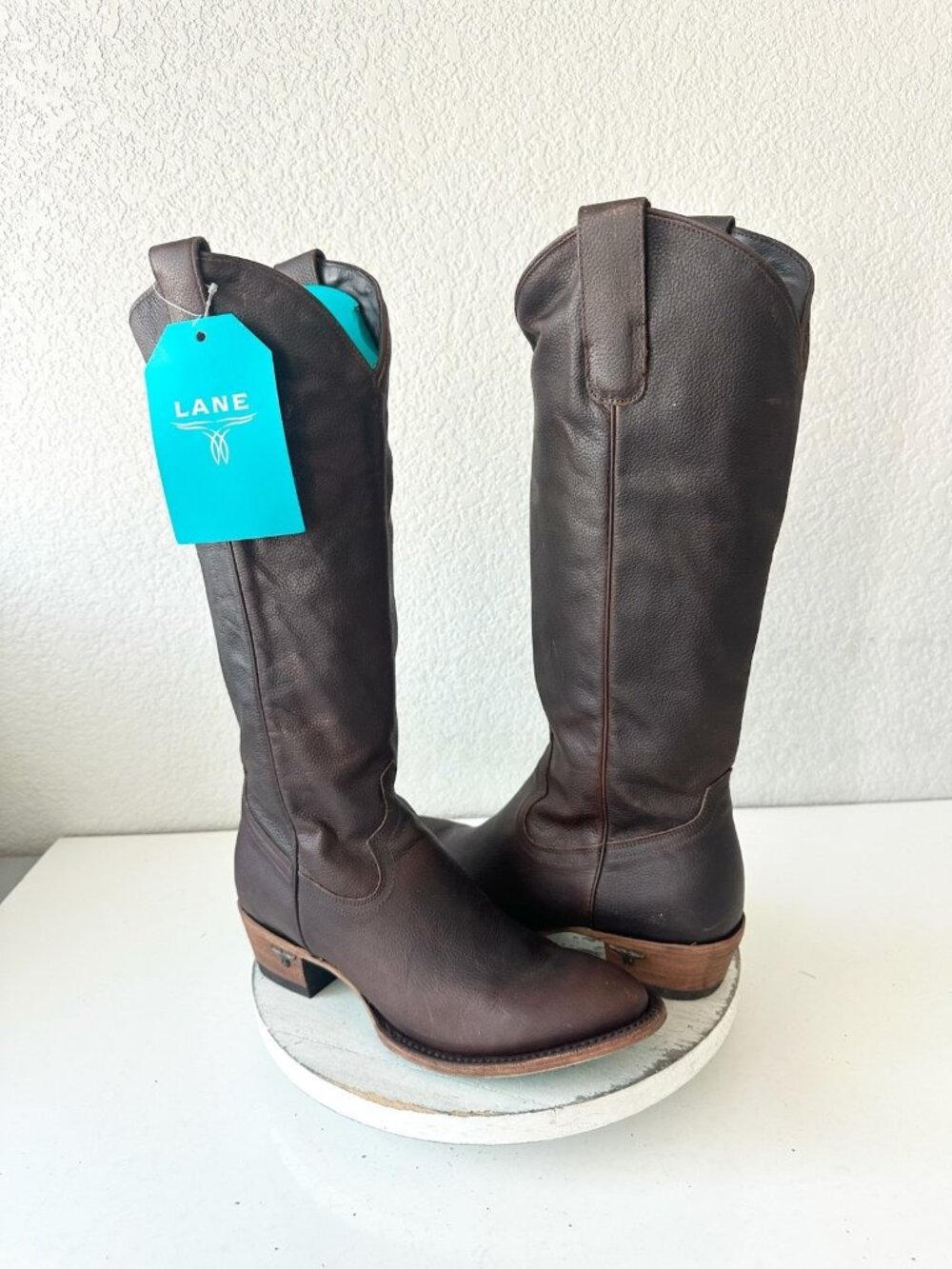 Lane PLAIN JANE Cognac Brown Womens Cowboy Boots Western Leather Mid Calf Tall 9